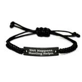 Funny Hunting Gifts for Men, 'Shit Happens. Hunting Helps.' Rope Bracelet, Gifts from Dad to Son, Father's Day Unique Gifts - Image 1